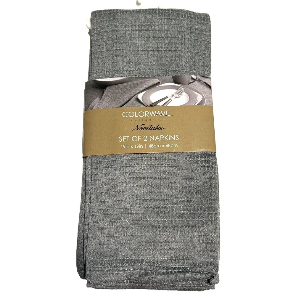 Noritake Colorwave Fabric Napkins Slate Gray 19x19 Inch Set of 4 Machine Wash